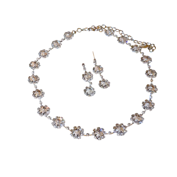 Design unique de boucles d'oreilles et de collier Ensemble de bijoux en alliage de cuivre Accessoire léger et élégant pour femmes Cadeau de mariage 1