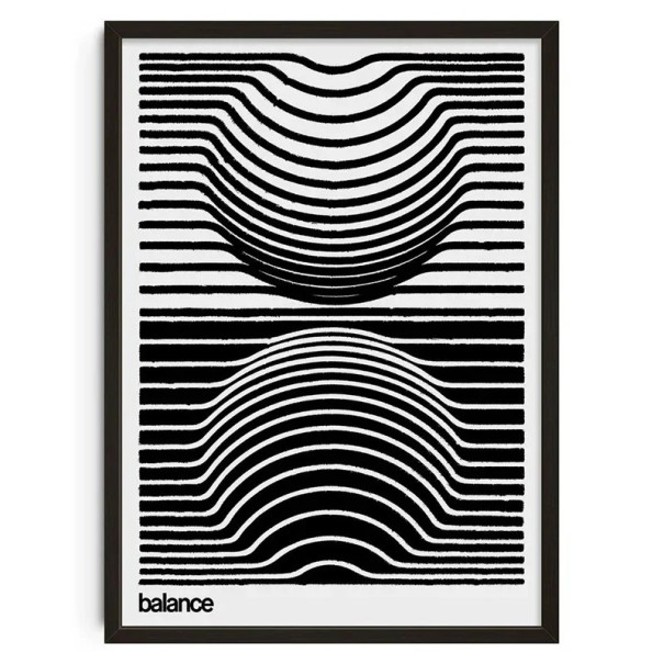 Designerseinätaulu optinen illuusio 50 x 70 cm kangastuloste mustavalkoinen geometrinen kuvio moderni sisustus ilman kehystä 1