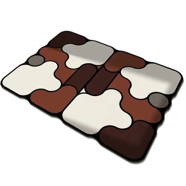 Designová savá předložka 50 x 80 cm s geometrickým vzorem a protiskluzovou úpravou pro moderní koupelnu, předsíň i prostor u vany hnědá