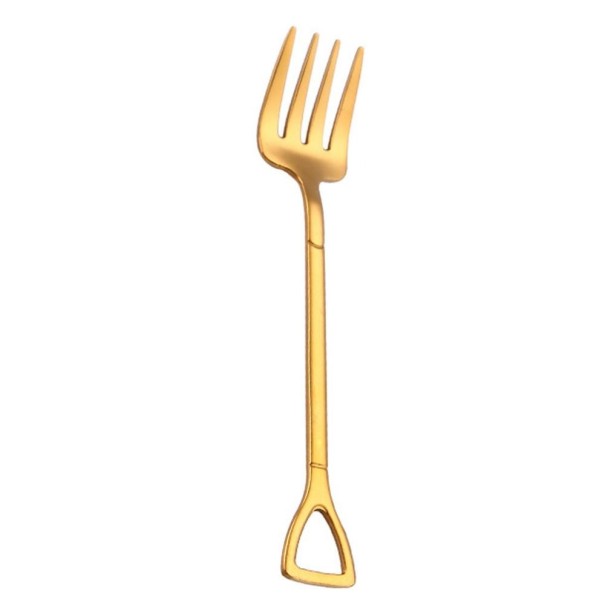 Dessertbesteck mit Spaten und Gabel golden 2