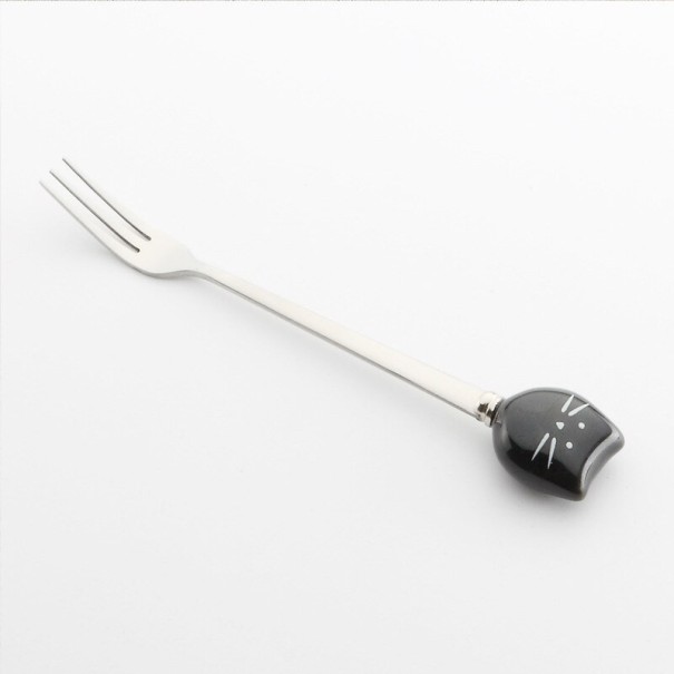 Dessertgabel mit Katze schwarz