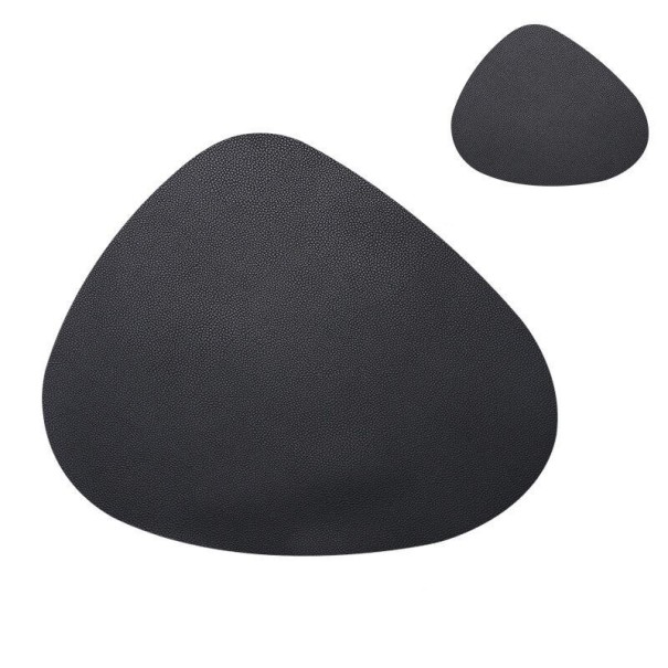 Dessous de plat et sous-verre en simili cuir noir
