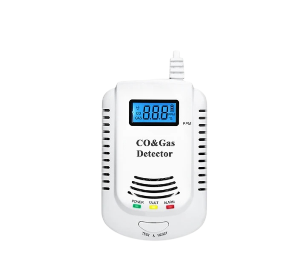 Detector 2in1 de monoxid de carbon CO și gaze inflamabile Metan Propan Gaz natural Afișaj LED Alarma vocală Alarmă de siguranță cu baterii 1