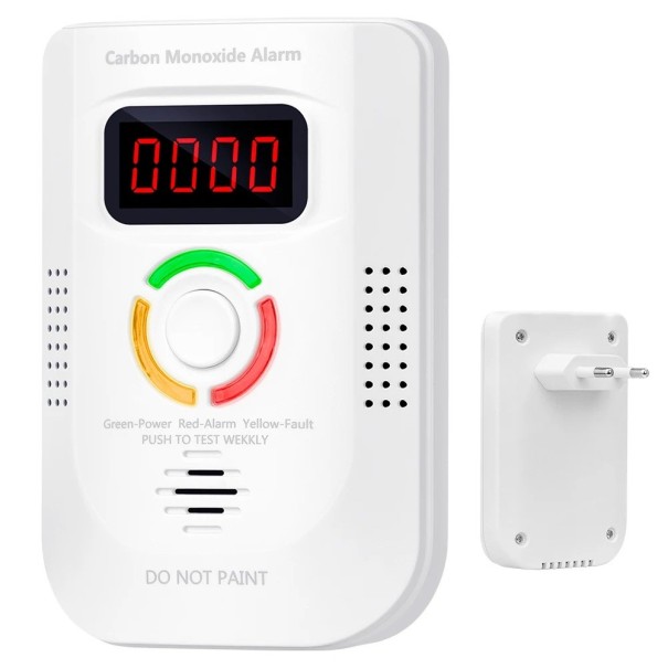 Detector de monoxid de carbon Alarmă de CO Afișaj digital LED Alarmă sonoră și vizuală Buton de dezactivare Alarmă de siguranță cu plug-in portabil 1