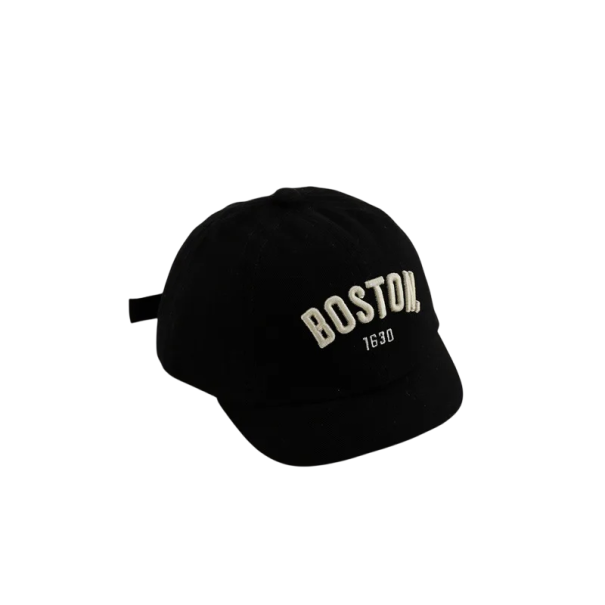 Dětská baseballová kšiltovka Boston Velikost 44–50 cm Pro děti 1–3 roky Nastavitelná bavlněná čepice s kšiltem Letní dětská čepice černá