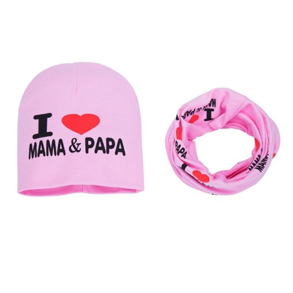 Dětská čepice s nákrčníkem Love růžová