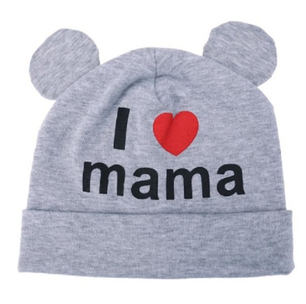 Detská čiapka s uškami I LOVE MAMA sivá