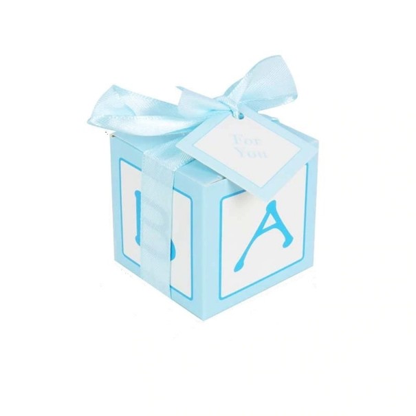 Detská darčeková krabička s písmenom 20 ks modrá