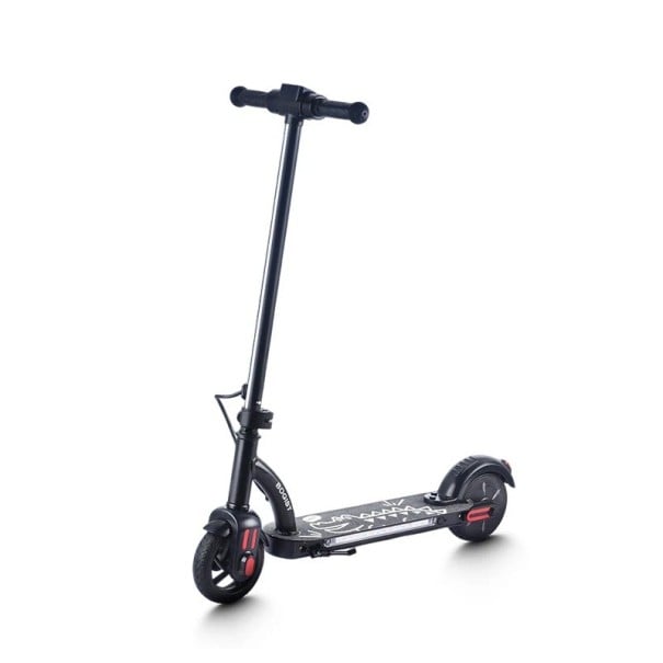 Detská elektrická kolobežka s LED displejom a osvetlením, motor 125W, rýchlosť 16 km/h, batéria 24V 2,6Ah, 6-palcové kolesá, skladacia čierna