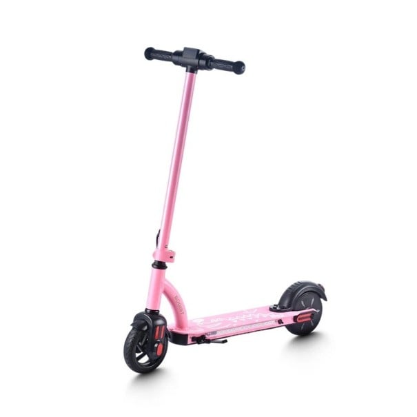 Detská elektrická kolobežka s LED displejom a osvetlením, motor 125W, rýchlosť 16 km/h, batéria 24V 2,6Ah, 6-palcové kolesá, skladacia ružová