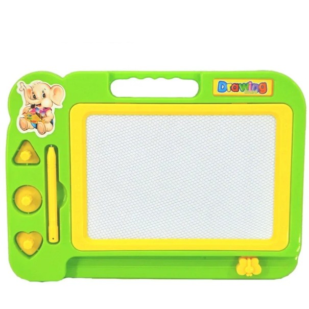 Detská magnetická kresliaca tabuľka 27 x 20 cm s ceruzkou a 3 magnetkami Srdce Kruh Trojuholník Kreatívna hračka Kreslenie zelená