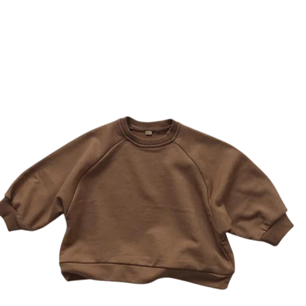 Dětská mikina s dlouhým rukávem Bavlna a polyester Jednobarevný svetr s výstřihem do O Volný střih pro chlapce i dívky Ležérní top Různé barvy hnědá 3