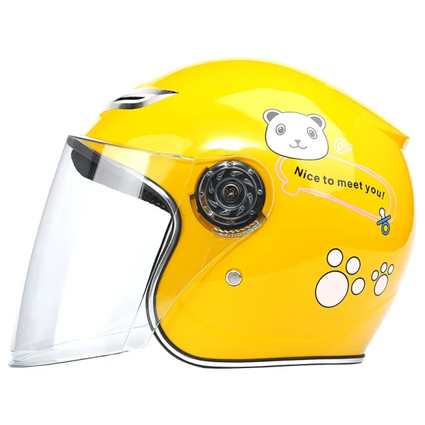Dětská motocyklová helma vyklápěcí 5–12 let Ochranná přilba na motorku Rozměry 23 x 27 x 20 cm Bezpečný PP plast Pohodlná výstelka žlutá