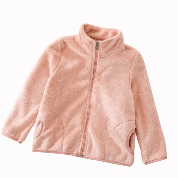 Dětská plyšová mikina na zip růžová 5