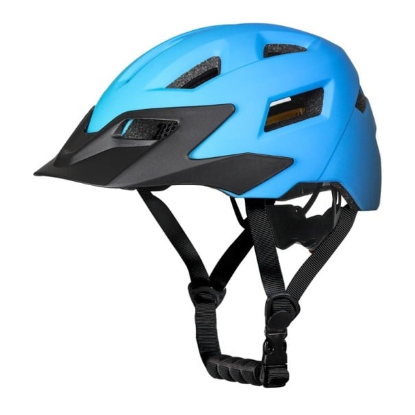 Dětská sportovní ochranná helma unisex se 14 ventilačními otvory odnímatelný kšilt nastavitelný obvod 52-56 cm skořepina PC s EPS pěnou modrá