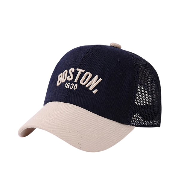 Dětská trucker kšiltovka Boston Velikost 48–50 cm Pro děti 8 měsíců–3 roky Nastavitelná síťovaná dvoubarevná čepice Bavlna polyester černo-bílá