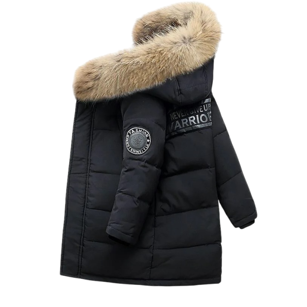 Detská zimná bunda na zips a patentky s kapucňou s kožúškom a kapsami Unisex teplý bavlneno-polyesterový kabátik pre chlapcov aj dievčatá do zimného počasia matná čierna 8