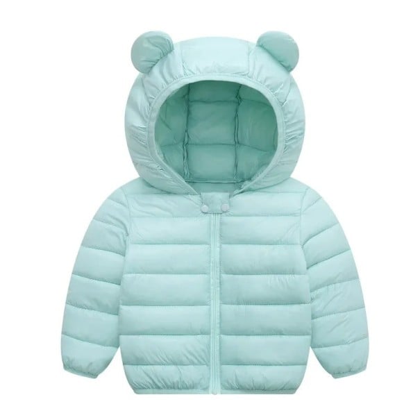 Detská zimná bunda na zips s kapucňou s ušami Unisex teplý polyesterový kabátik pre chlapcov aj dievčatá Pohodlné zimné tyrkysová 4