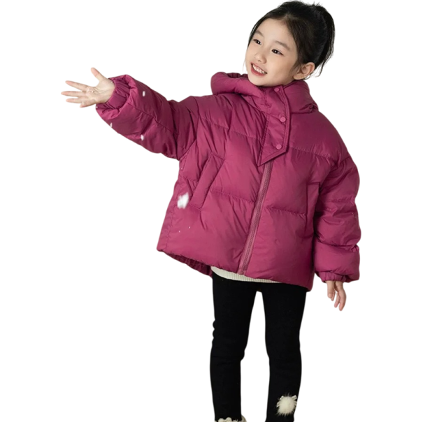 Dětská zimní bunda na zip s kapucí Unisex teplá pro chlapce i dívky Pohodlné zimní oblečení Bavlna Polyester hřejivá měkká bunda vínová 6