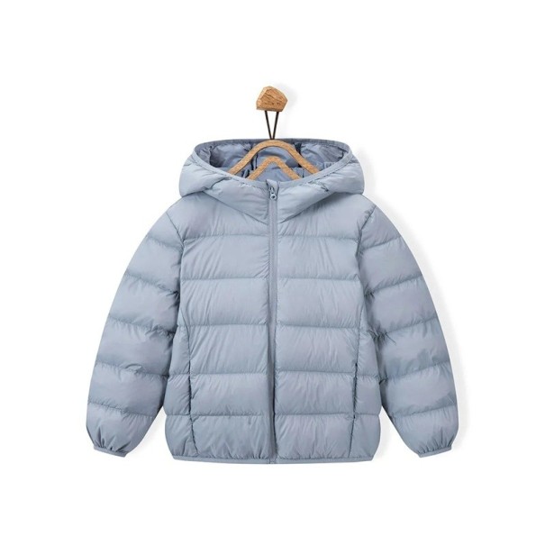 Dětská zimní bunda unisex na zip s kapucí Teplý nylonový kabátek do mrazů Lehká hřejivá zimní bunda pro chlapce i dívky pohodlné nošení modrá 3