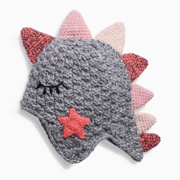 Dětská zimní čepice Dinosaurus šedá 5-6 let