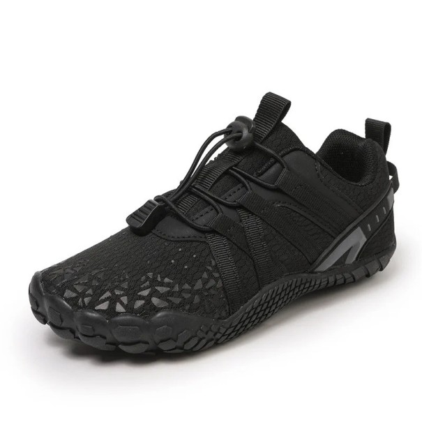 Dětské barefoot boty s elastickým šněrováním Unisex bosá obuv Prodyšná síťovina Profilovaná pryžová podrážka Na sport a volný čas černá 27