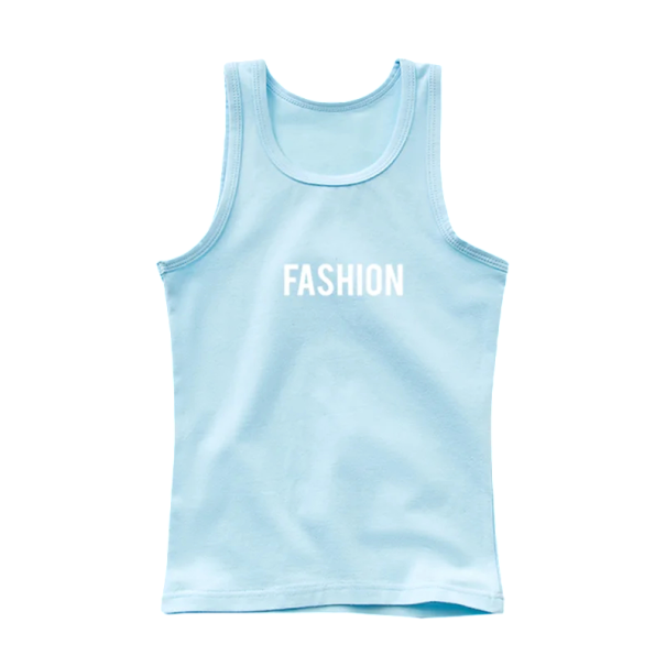 Dětské bavlněné tílko s potiskem Fashion Jednobarevné tričko bez rukávů s O výstřihem Stylový letní top pro chlapce a dívky Různé barvy modrá 4