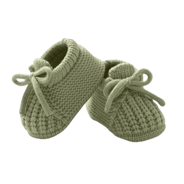 Dětské botičky Pletené capáčky se šněrováním Unisex pro chlapce i dívky Vlna a textil Pro miminka do postýlky kočárku i na procházky zelená 0-3 měsíce