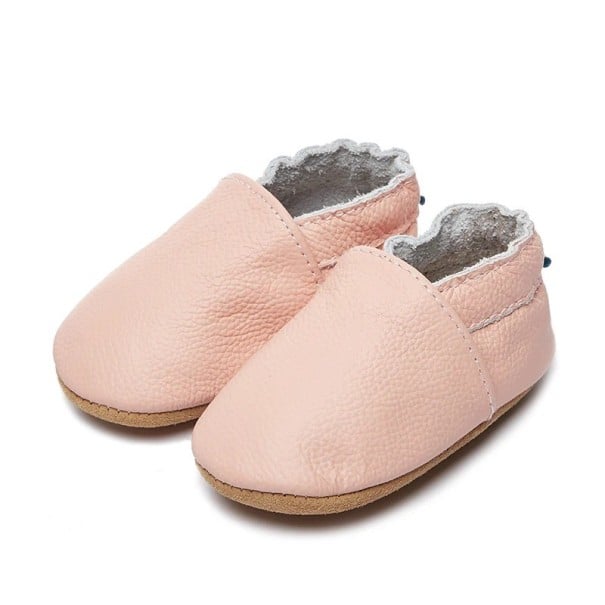 Dětské capáčky z PU kůže Nazouvací model s pružnou gumičkou po obvodu Hladká podrážka Bez zapínání Unisex botičky na doma světle růžová 18-24 měsíců