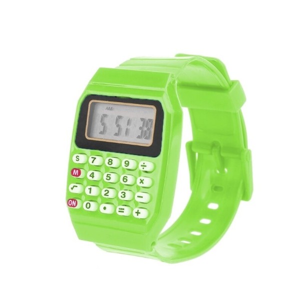 Detské hodinky s kalkulačkou zelená
