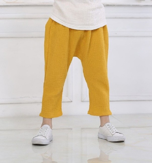 Dětské kalhoty T2427 žlutá 3