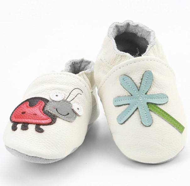 Detské kožené topánočky so zvieratkami biela 12-18 mesiacov