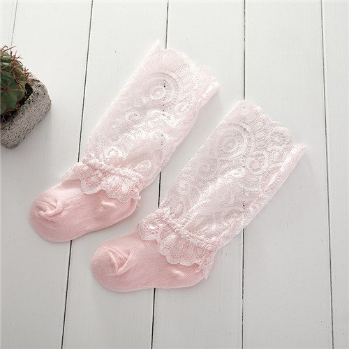 Dětské krajkové ponožky růžová 1-2 roky