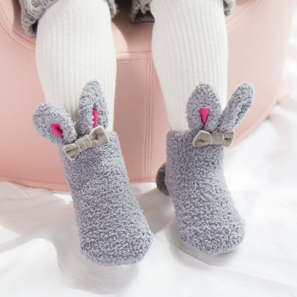 Dětské králičí ponožky šedá 0-3 měsíce