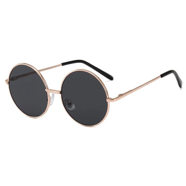 Dětské kulaté sluneční brýle 122 x 50 mm Kovový rám Stylové retro brýle pro děti Lehký kovový rám Letní brýle na výlety hřiště a dovolenou černá