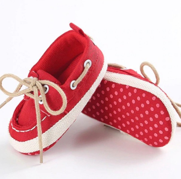 Detské plátené topánočky A466 červená 0-6 mesiacov