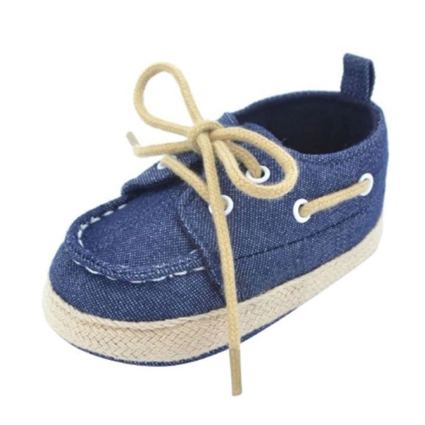 Detské plátené topánočky na šnurovanie tmavo modrá 0-6 mesiacov
