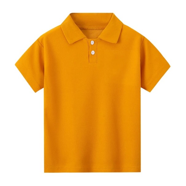 Dětské polo tričko s krátkým rukávem a límečkem Jednobarevné polyesterové tričko s knoflíčky Ležérní sportovní tričko pro chlapce i dívky oranžová 10