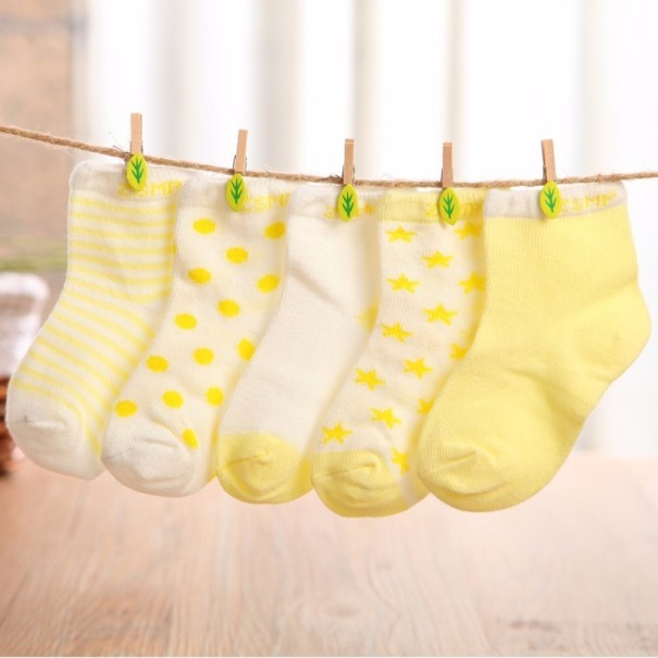 Detské ponožky 5 párov J876 žltá 6-9 mesiacov