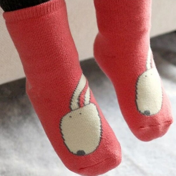 Detské ponožky s výšivkami zvierat červená 0-2 roky