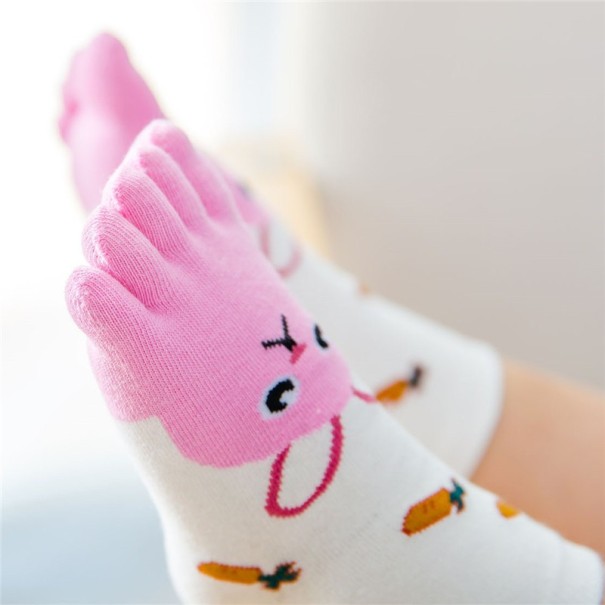 Dětské prstové ponožky s motivem zvířátek růžová 7-12 let