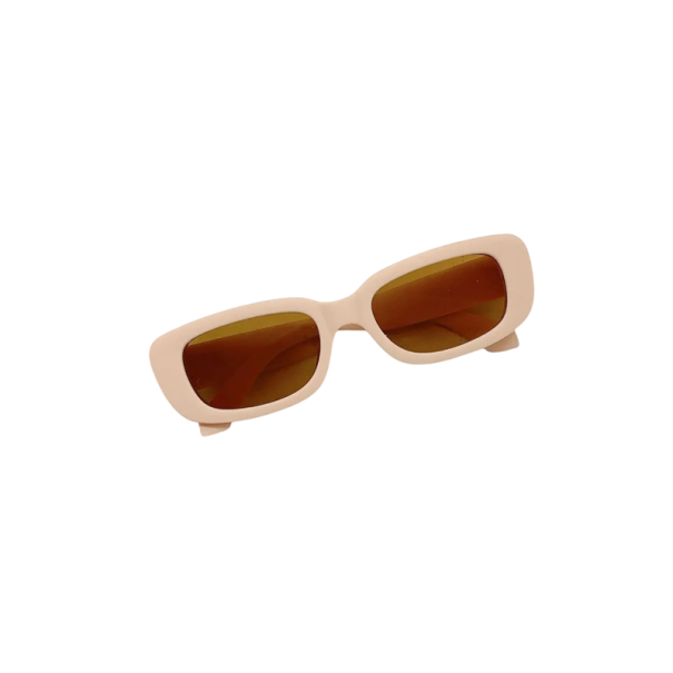 Dětské sluneční brýle Obdélníkový rám Hnědá skla 128 x 36 mm Stylové brýle pro chlapce i dívky UV ochrana Lehký rám Letní brýle béžova