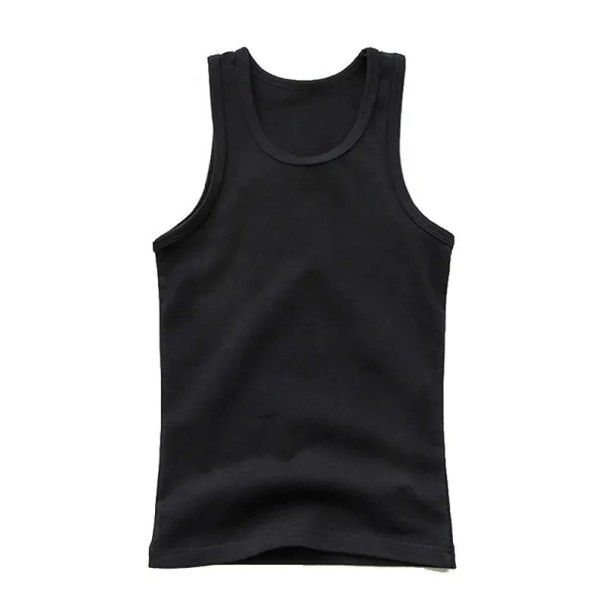 Dětské tílko pro chlapce a dívky 100% bavlna a polyester Jednobarevné letní tričko bez rukávů s O výstřihem Pohodlné různé barvy černá 3
