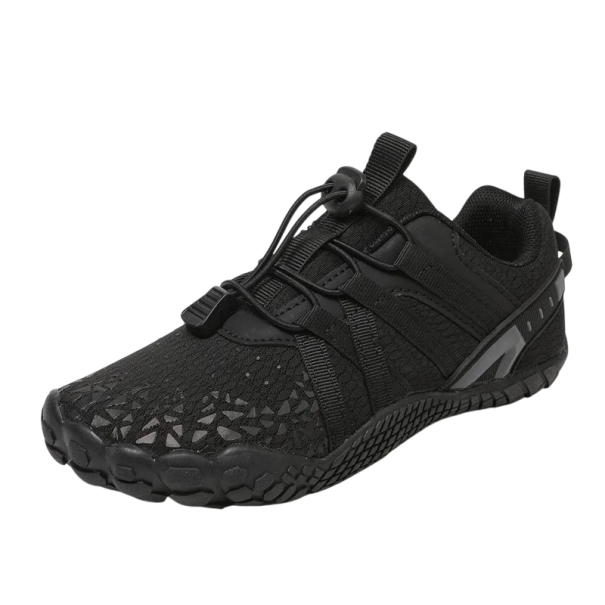 Detské topánky do vody Barefoot nazúvacie priedušné s gumovou protišmykovou podrážkou Unisex Na vodné športy plávanie aj pláž Ľahká obuv k moru čierna 28
