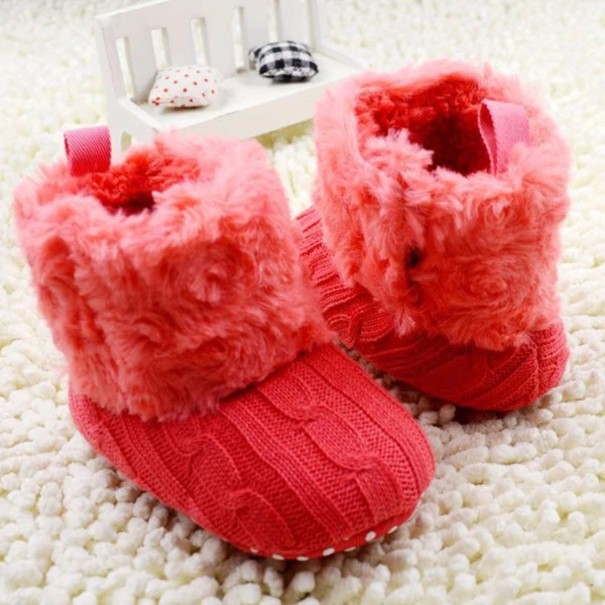 Detské zateplené topánočky červená 0-6 mesiacov