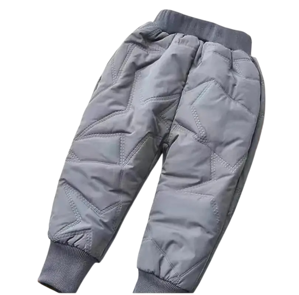 Dětské zimní nepromokavé kalhoty Unisex Teplé bavlněno-kašmírové kalhoty s motivem hvězd Elastický pas pohodlné zimní oblečení na ven šedá 4