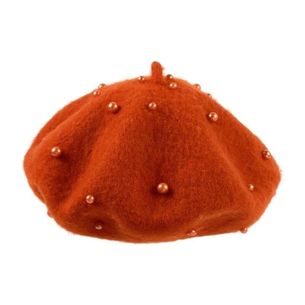 Dětský baret s perlami oranžová