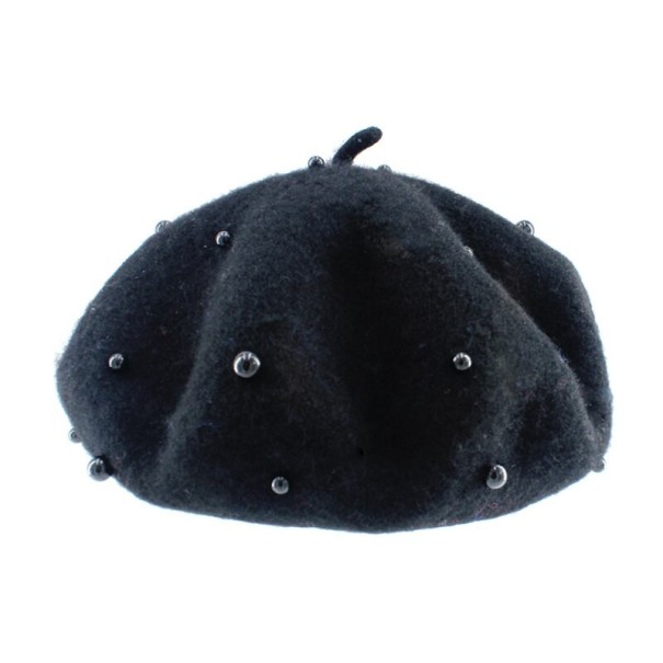 Dětský baret s perličkami černá