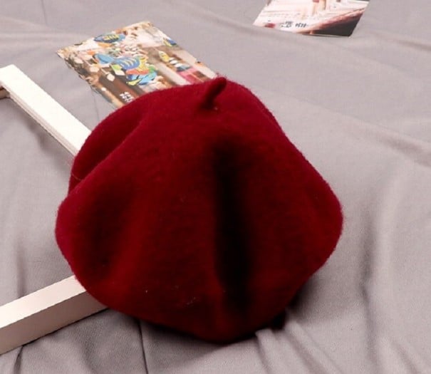 Dětský baret vínová