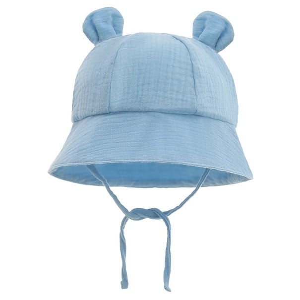 Dětský bavlněný klobouk s oušky se zavazováním Obvod hlavy 35–39 cm Kšilt 27 cm Hloubka 11 cm Kojenecký klobouček 3–12 měsíců modrá